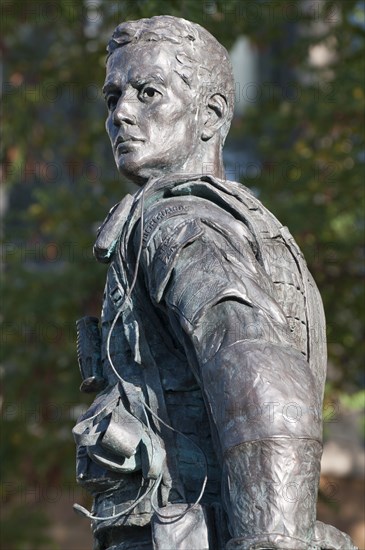 The monument to the Irish Guards in Windsor, England created by sculptor, Mark Jackson was unveiled in 2011. The bronze statue of a guardsman has been manufactured from material salvaged from the Iraq war.