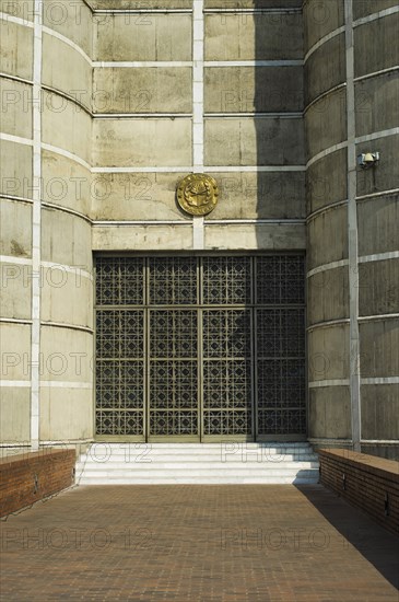 Bangladesh, Dhaka, National Assembly building designed by Louis Kahn using innovative concrete and geometric design. 
Photo Nic I Anson / Eye Ubiquitous