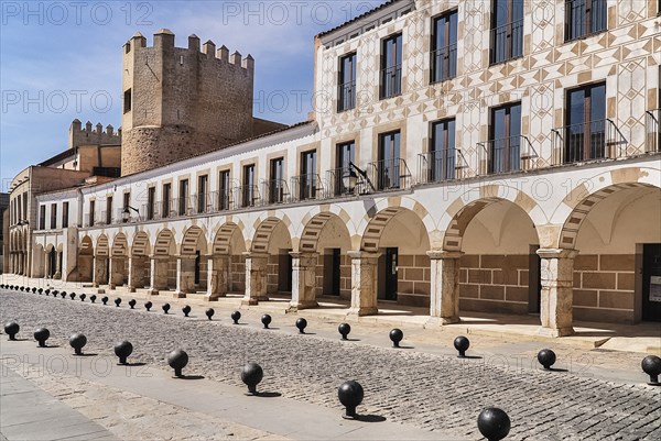 Spain, Extremadura, Badajoz, Plaza Alta and Alcazaba Walls. 
Photo Hugh Rooney / Eye Ubiquitous