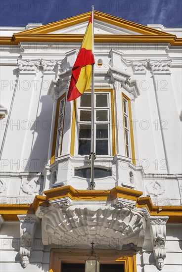 Spain, Extremadura, Badajoz, Detail of regional Government building. 
Photo Hugh Rooney / Eye Ubiquitous