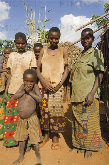 Burundi, Cibitoke Province, Kirundo, A family beside the road living in poverty child with obvious worms. 
Photo Nic I Anson / Eye Ubiquitous