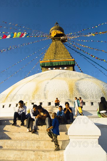 Nepal, Kathmandu, Boudnath Tibetan Buddhist Temple. 
Photo Nic I Anson / Eye Ubiquitous