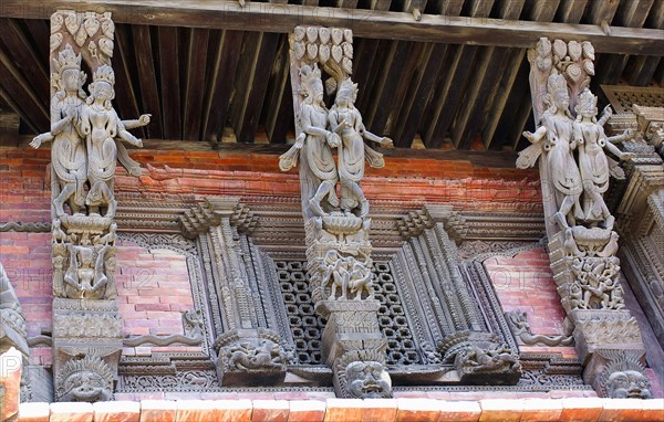 Nepal, Kathmandu, Durbar Square Erotic carvings on roof supports of Jagganath Temple. . 
Photo Nic I Anson / Eye Ubiquitous