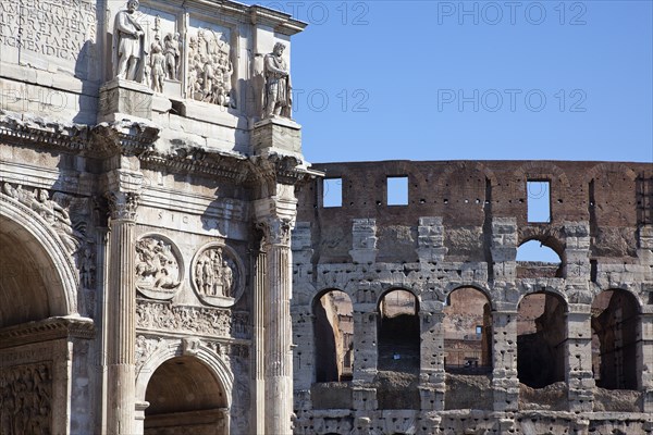 Italy, Lazio, Rome, The Arch of Constantine with the Coliseum behind. 
Photo Stephen Rafferty / Eye Ubiquitous
