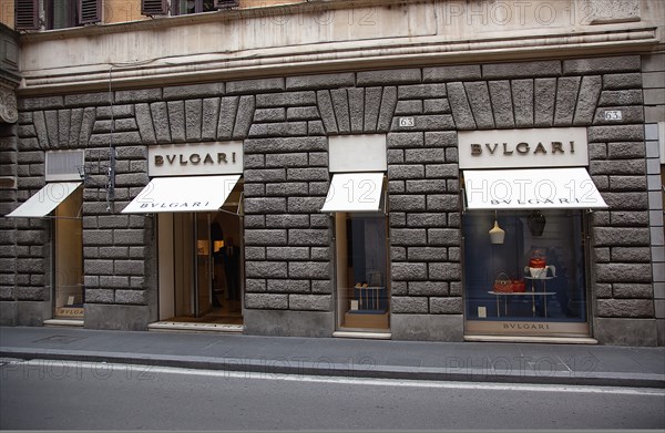 Italy, Lazio, Rome, Via del Condotti Exterior of the Bulgari Handbag shop. . 
Photo Stephen Rafferty / Eye Ubiquitous