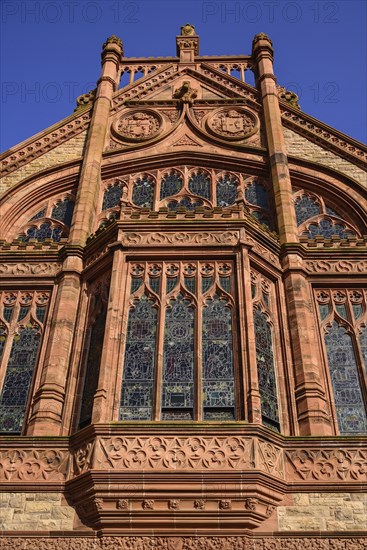 Ireland, North, Derry, The Guild Hall  A section of the Neo Gothic facade.