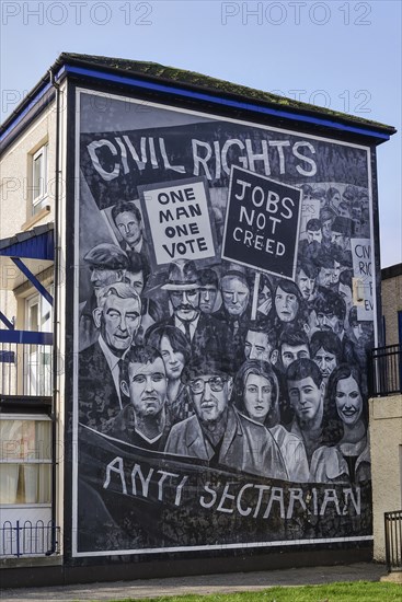 Ireland, North, Derry, The Peoples Gallery series of murals in the Bogside  Mural known as "Civil Rights".