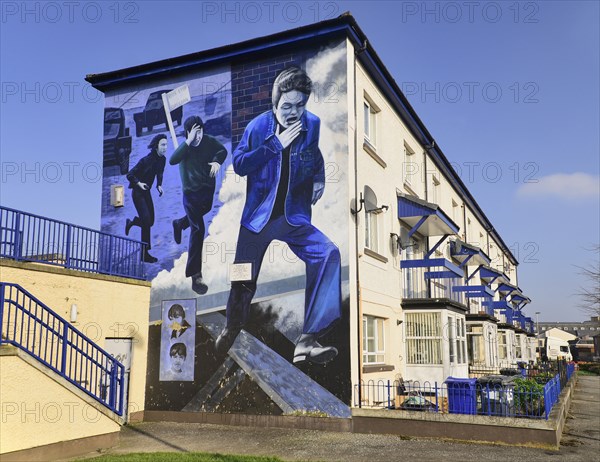 Ireland, North, Derry, The Peoples Gallery series of murals in the Bogside  Mural known as "The Runner".