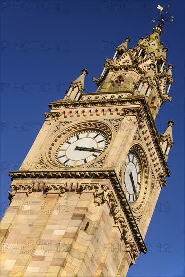 Ireland, North, Belfast, The Albert Memorial Clock Tower in Queen's Square constructed 1865-1870 as a memorial to Queen Victoria's consort Prince Albert. . 
Photo Hugh Rooney