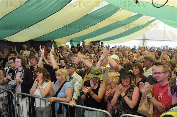 Music, Live Perfomance, Festivals, Crowd enjoying an act on the Acoustic Stage at Guilfest 2010. 
Photo Bob Battersby