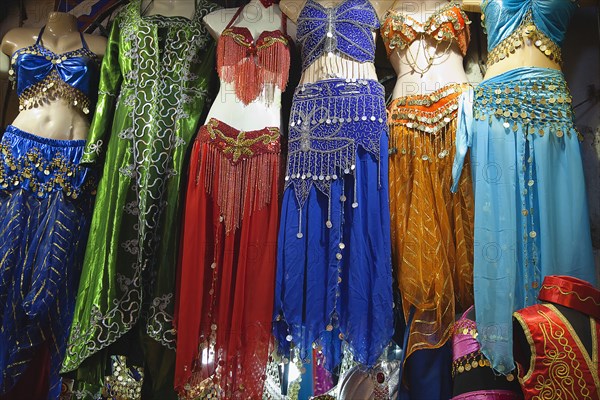 Turkey, Istanbul, Fatih, Sultanahmet, Kapalicarsi, Stall selling traditional clothing in the Grand Bazaar. 
Photo Stephen Rafferty