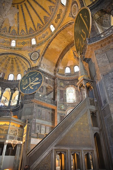 Turkey, Istanbul, Fatih  Sultanahmet  Haghia Sofia interior.