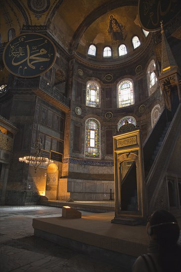 Turkey, Istanbul, Fatih Sultanahmet Haghia Sofia interior.