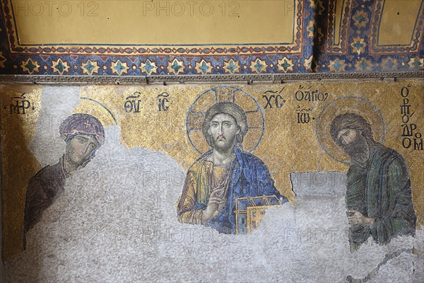 Turkey, Istanbul, Fatih, Sultanahmet, Haghia Sofia interior, Religious Mosaic. 
Photo Stephen Rafferty