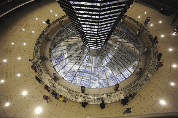 Germany, Berlin, Reichstag Dome at night.