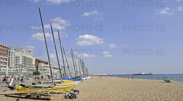 View along the Brighton beach to Pier Brighton East Sussex England