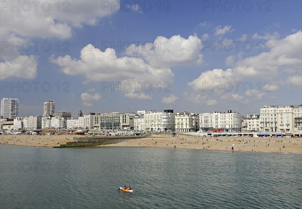 View back to the beach from Brighton Pier Brighton East Sussex England