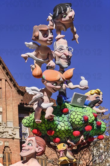 Spain, Valencia Province, Valencia, Papier Mache figures in the street during Las Fallas festival. 
Photo Hugh Rooney