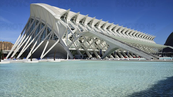 Spain, Valencia Province, Valencia, Spain, Valencia Province, Valencia, La Ciudad de las Artes y las Ciencias, City of Arts and Sciences, Principe Felipe Science Museum, General view of the building. 
Photo Hugh Rooney