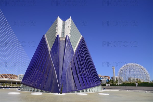 Spain, Valencia Province, Valencia, La Ciudad de las Artes y las Ciencias  City of Arts and Sciences  The Agora is a multifunctional area that can host congresses  conventions  exhibitions and even tennis competitions.