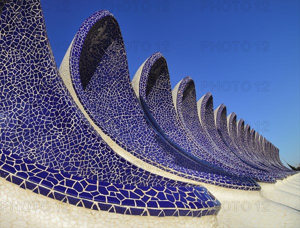 Spain, Valencia Province, Valencia, Spain, Valencia Province, Valencia, La Ciudad de las Artes y las Ciencias, City of Arts and Sciences, Arches of the Umbracle sculpture garden. 
Photo Hugh Rooney