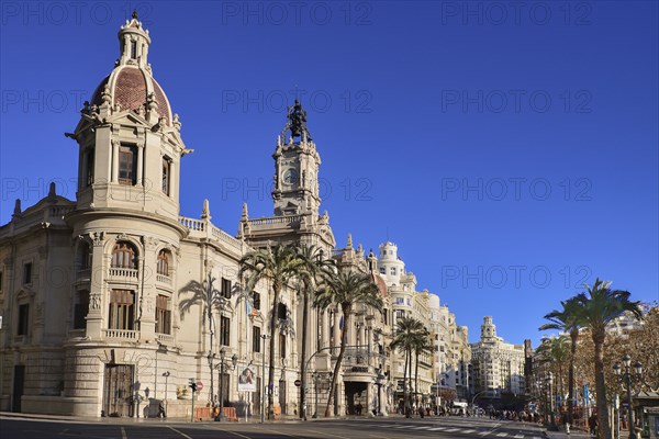 Spain, Valencia Province, Valencia, Spain, Valencia Province, Valencia, Plaza de Ayuntamiento, Casa Consistorial de Valencia, Town Hall. 
Photo Hugh Rooney