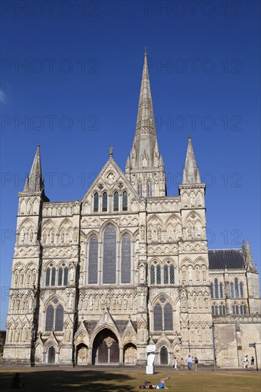 England, Wiltshire, Salisbury, Exterior of the Cathedral. 
Photo Bennett Dean