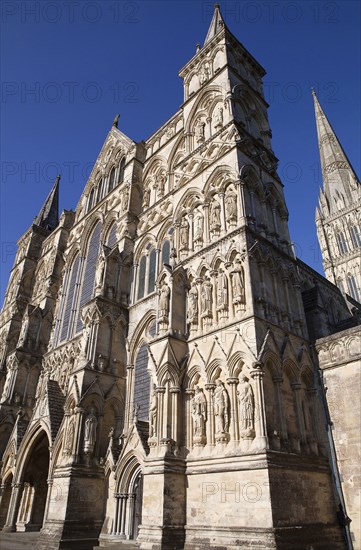 England, Wiltshire, Salisbury, Exterior of the Cathedral. 
Photo Bennett Dean