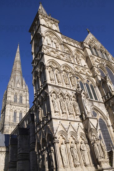 England, Wiltshire, Salisbury, Exterior of the Cathedral. 
Photo Bennett Dean