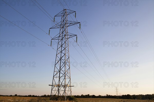 Environment, Power, Electricity, Pylons in the Hampshire countryside, England. 
Photo Bennett Dean