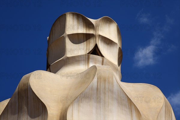 Spain, Catalonia, Barcelona, La Pedrera or Casa Mila on Passeig de Gracia  deisgned by Antoni Gaudi.