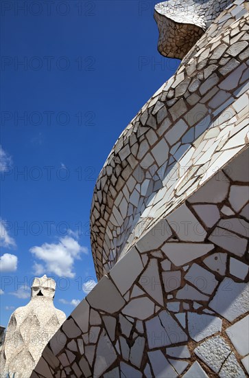 Spain, Catalonia, Barcelona, La Pedrera or Casa Mila on Passeig de Gracia, designed by Antoni Gaudi. 
Photo Stephen Rafferty