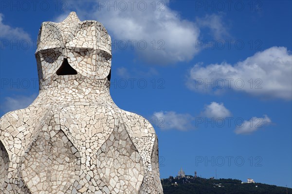 Spain, Catalonia, Barcelona, La Pedrera or Casa Mila on Passeig de Gracia, designed by Antoni Gaudi. 
Photo Stephen Rafferty