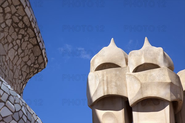 Spain, Catalonia, Barcelona, La Pedrera or Casa Mila on Passeig de Gracia, designed by Antoni Gaudi. 
Photo Stephen Rafferty