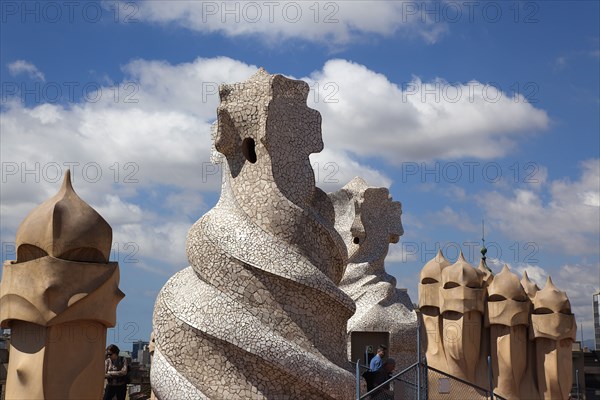 Spain, Catalonia, Barcelona, La Pedrera or Casa Mila on Passeig de Gracia, designed by Antoni Gaudi. 
Photo Stephen Rafferty