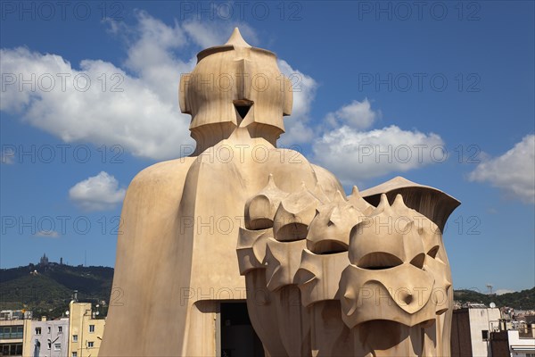 Spain, Catalonia, Barcelona, La Pedrera or Casa Mila on Passeig de Gracia, designed by Antoni Gaudi. 
Photo Stephen Rafferty