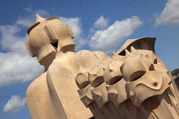 Spain, Catalonia, Barcelona, La Pedrera or Casa Mila on Passeig de Gracia, designed by Antoni Gaudi. 
Photo Stephen Rafferty