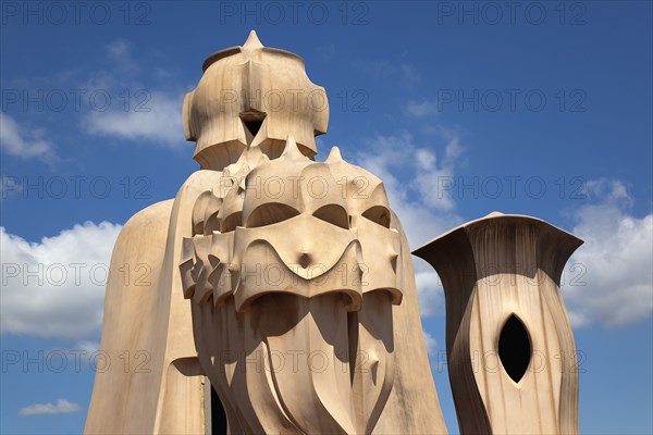 Spain, Catalonia, Barcelona, La Pedrera or Casa Mila on Passeig de Gracia, designed by Antoni Gaudi. 
Photo Stephen Rafferty