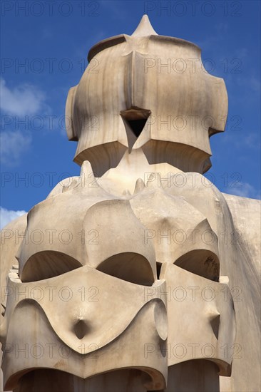 Spain, Catalonia, Barcelona, La Pedrera or Casa Mila on Passeig de Gracia, designed by Antoni Gaudi. 
Photo Stephen Rafferty