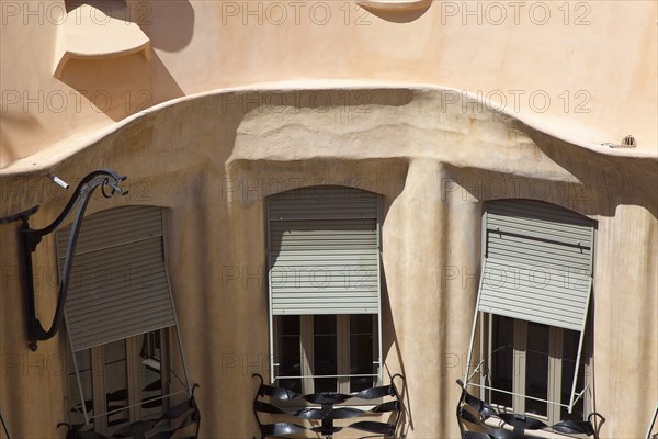 Spain, Catalonia, Barcelona, La Pedrera or Casa Mila on Passeig de Gracia, designed by Antoni Gaudi. 
Photo Stephen Rafferty