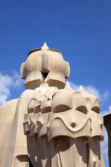 Spain, Catalonia, Barcelona, La Pedrera or Casa Mila on Passeig de Gracia, designed by Antoni Gaudi. 
Photo Stephen Rafferty