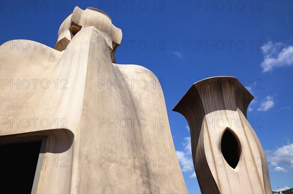 Spain, Catalonia, Barcelona, La Pedrera or Casa Mila on Passeig de Gracia, designed by Antoni Gaudi. 
Photo Stephen Rafferty