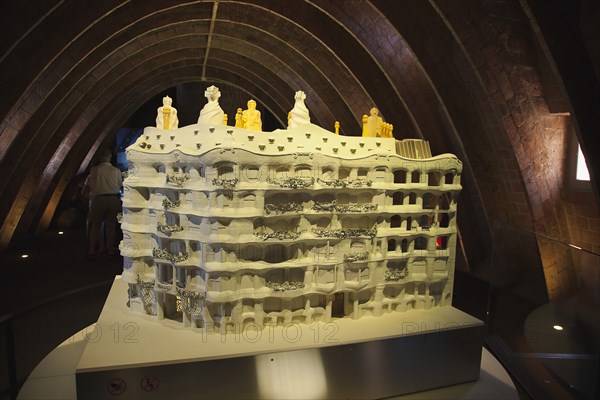 Spain, Catalonia, Barcelona, La Pedrera or Casa Mila on Passeig de Gracia, designed by Antoni Gaudi, scale model in the attic. 
Photo Stephen Rafferty