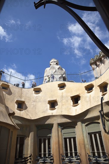 Spain, Catalonia, Barcelona, La Pedrera or Casa Mila on Passeig de Gracia, designed by Antoni Gaudi. 
Photo Stephen Rafferty