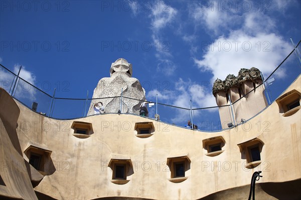 Spain, Catalonia, Barcelona, La Pedrera or Casa Mila on Passeig de Gracia, designed by Antoni Gaudi. 
Photo Stephen Rafferty