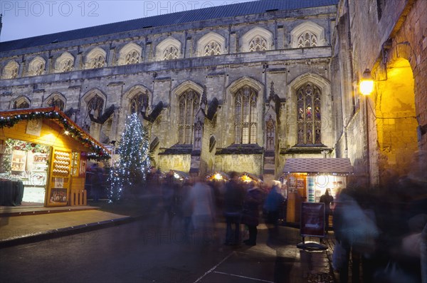 England, Hampshire, Winchester, Christmas market in the grounds of the Cathedral.