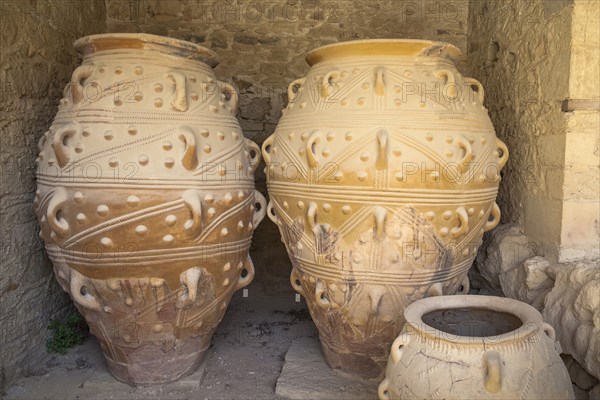Greece, Crete, Knossos, Pithoi, large storage jars, in The Magazines of The Giants, Knossos Palace. 
Photo Mel Longhurst
