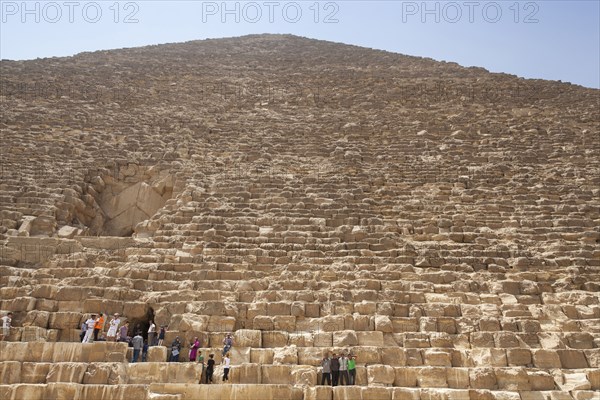 Egypt, Cairo Area, Giza, Great Pyramid of Giza, also known as Pyramid of Khufu and Pyramid of Cheops. 
Photo Mel Longhurst