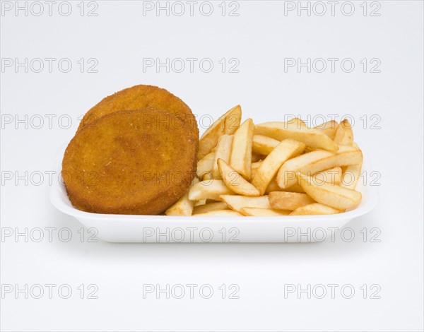 Food, Cooked, Fish, deep fried fishcakes and potato chips