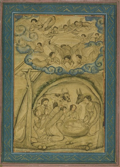 Angels adoring the new-born Christ. India, c.1556-1605.